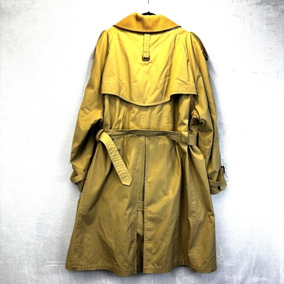 M Hyman And Son Heavy Lined Trench Coat Mens 56 R Tan Belted Wool Collar Long - Picture 2 of 16